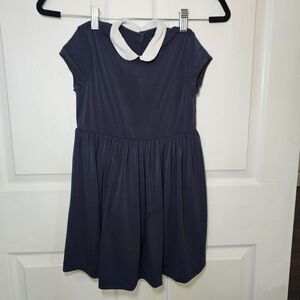Girl's Polo Navy Blue White Collared Dress 6X